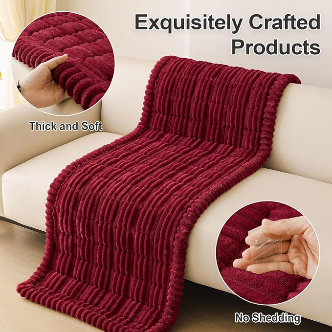 hyha Couch Cover for Dogs Washable, Non Slip Thick Flannel Sofa Protector, Pet Friendly Plush Furniture Cover for Sectional Sofa & Loveseat (Red, 27.6" x 95")