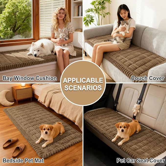 hyha Couch Cover for Dogs Washable, Non Slip Thick Flannel Sofa Protector, Pet Friendly Plush Furniture Cover for Sectional Sofa & Loveseat (Mocha, 27.6" x 82.7")