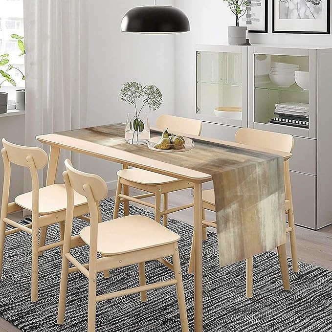 Taupe Tan Grey Brown Beige Abstract Art Contemporary Table Runner,Modern Neutral Decorative Pattern Table Runner for Coffee Table Dining Room Table Bedroom Party Holiday Decor 13x120inch