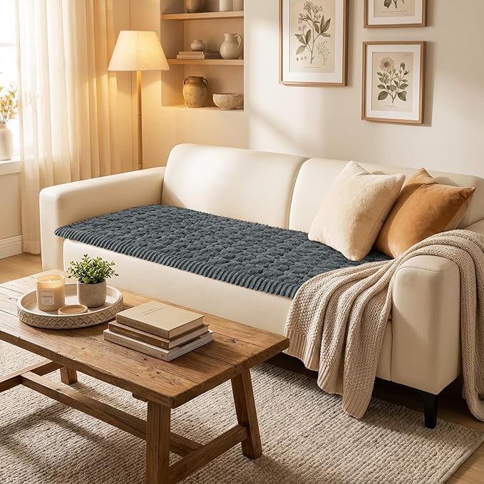 Smiry Couch Covers for Dogs Washable, Non Slip Fuzzy Pet Couch Covers for Sofa, Soft Thick Sofa Slipcovers Furniture Protector Pet Friendly (Dark Grey, 27.6" x 47")