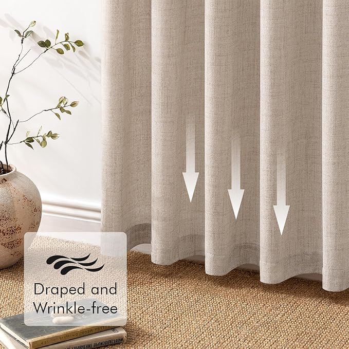 MIULEE Cafe Curtains Back Tab 24 Inch Length Light Filtering Small Drapes, Farmhouse Short Semi Sheer Linen Curtain for Kitchen Bathroom Half Window, Rod Pocket 2 Panels W30XL24