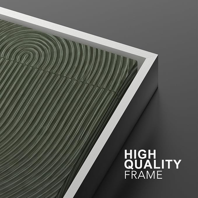 SIGNWIN Framed Canvas Print Wall Art Set Green Geometric Texture Abstract Pattern Minimalist Illustrations Modern Art Minimal Boho Relax/Calm for Living Room, Bedroom, Office - 24"x36"x2 White