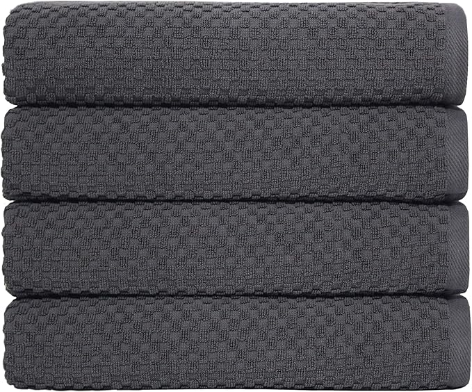 COTTON CRAFT Waffle Luxury Euro Spa Waffle Weave Towel Set - 100% Ringspun Cotton - Absorbent Quick Dry - Oversized 30 x 56 inch - Grey