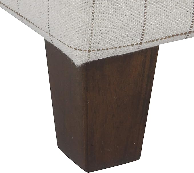 HomePop Home Decor | K7342-F2236 | Classic Square Storage Ottoman with Lift Off Lid | Ottoman with Storage for Living Room & Bedroom, Natural Windowpane, White Natural Stripes Large