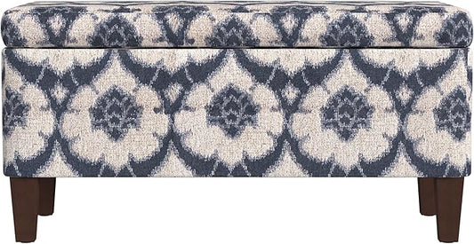 HomePop Large Decorative Storage Bench - Blue Medallion Print