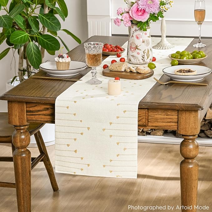Artoid Mode Burlap Brown Boho Table Runner for Farmhouse Rustic, Seasonal Holiday Macrame Burlap Kitchen Dining Table Decoration for Home Party Decor 13x60 Inch