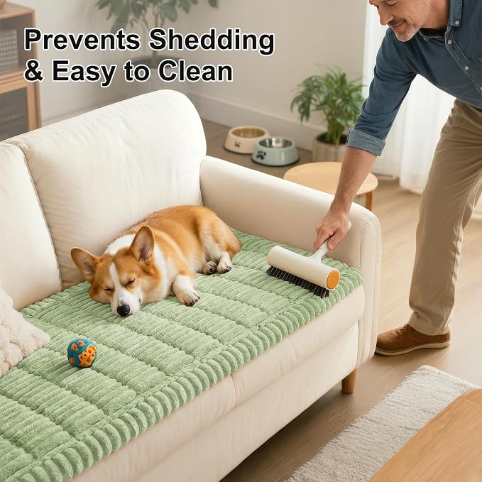Smiry Couch Cover for Dogs, Non Slip Washable Sofa Protector for Pets, Soft Furniture Cover for Pet, Stylish Sofa Covers, Cozy Protect Against Fur, Dirt & Everyday Messes (Green, 27.6" x 82.7")