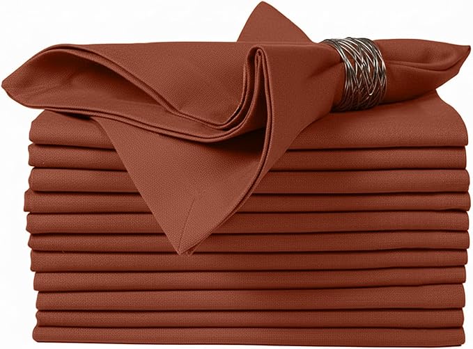 Ruvanti Cloth Napkins Set of 6, 100% Cotton High GSM 18x18 Inches Soft, Washable, Highly Durable & Absorbent, Perfect for Parties, Christmas, Thanksgiving Dinners – Rust