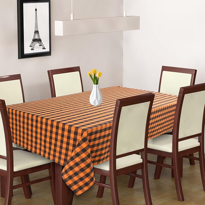 Urban Villa Halloween Tablecloth Buffalo Check Table Cloth Tabletop Cover Kitchen Dining Tablecloth Size- 60"X102"100% Cotton Ideal for Parties Wedding Holiday Dinner Orange/Black Rectangle 8-10 Seats