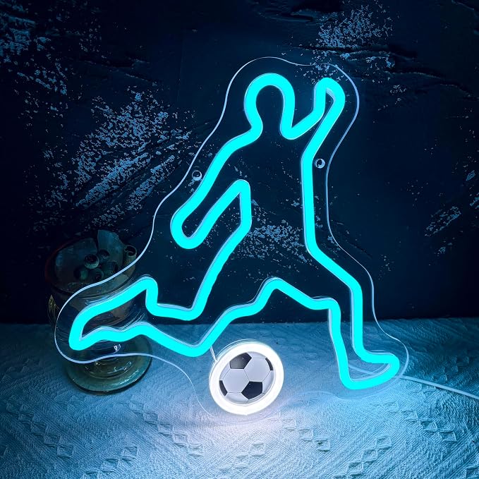 Allball Soccer Neon Sign, Football Neon Light USB Powered, for Football Player LED Sign Man Cave Youth Soccer Trophies Theme Party Room Bedroom Decor Birthday Gifts(15.7 * 10.6 In)