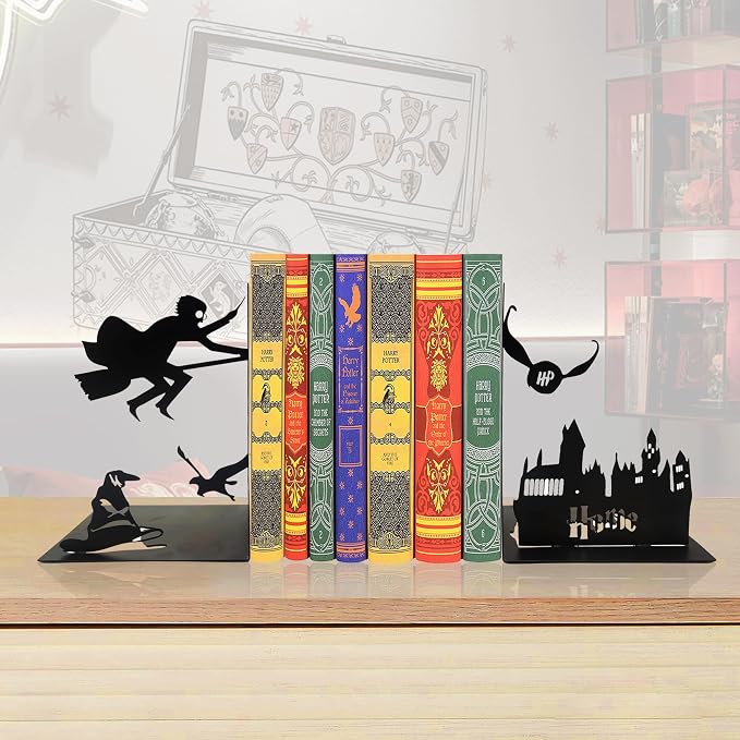 Black Magic Book Stopper - Decorative Bookends for Bookshelf - Unique Gifts for Family Friends Kids, Study Room Home Office Decor