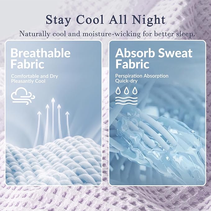 Exclusivo Mezcla Pre-Washed 100% Cotton Waffle Blanket Twin Size for Bed, 330GSM Lightweight Breathable Summer Blankets, Soft and Cozy, Home Decor, Light Purple, 60x80 Inches