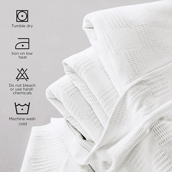 Utopia Bedding 100% Cotton Thermal Blanket White Queen Size Soft, Lightweight, Breathable, Cozy Spring and Summer Blankets for Bed, Home Room Decor Gifts for Women and Men (90x90 Inches)