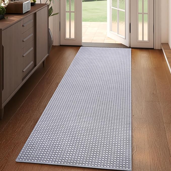 YDKGL 2x5 ft Hallway Runner Rug Boho Woven Washable Long Kitchen Runner Rugs Mat Non Slip, Soft Entryway Laundry Hall Runner Floor Carpet for Indoor Backdoor Bedroom Kitchen Living Room, Gray