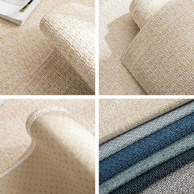vctops Rustic Linen Textured Couch Sofa Cover Solid Color Non Slip Sectional Couch Covers Soft Sofa Slipcover for Dogs, Children, Pets Furniture Protector (Beige,28"x28")