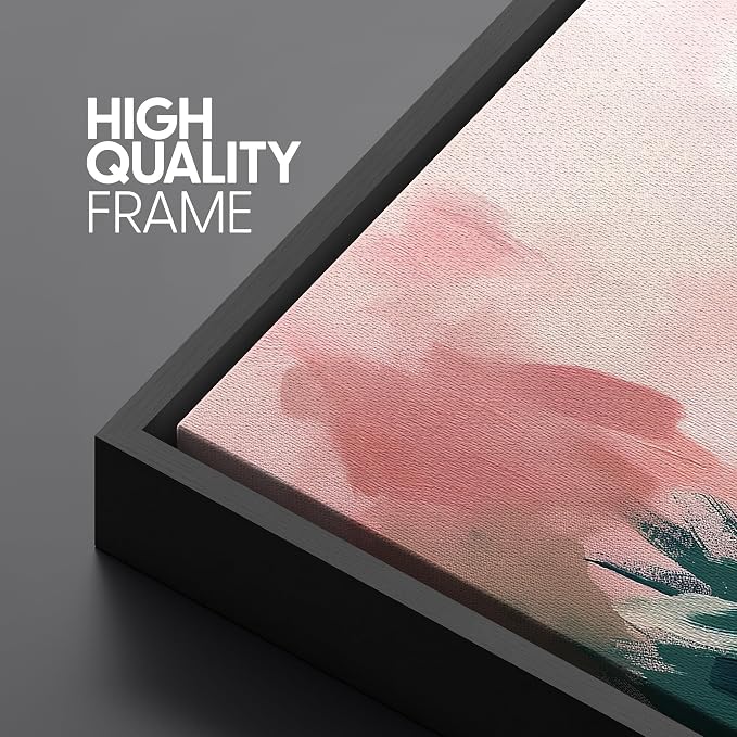 SIGNLEADER Framed Canvas Print Wall Art Set Pastel Garden Soft Pink and Green Tones Illustrations Modern Multicolor for Living Room, Bedroom, Office - 16"x24"x2 Black