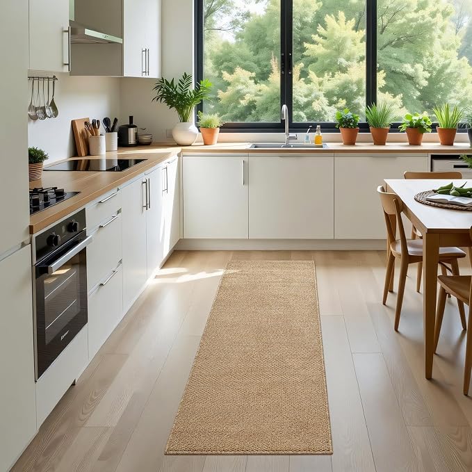 Softlife Hallway Runner Rug 2x6 ft Faux Jute Rugs Washable Entryway Rug Hall Carpet Runner Modern Farmhouse Laundry Kitchen Room Mat Long Carpet for Bathroom, Brown