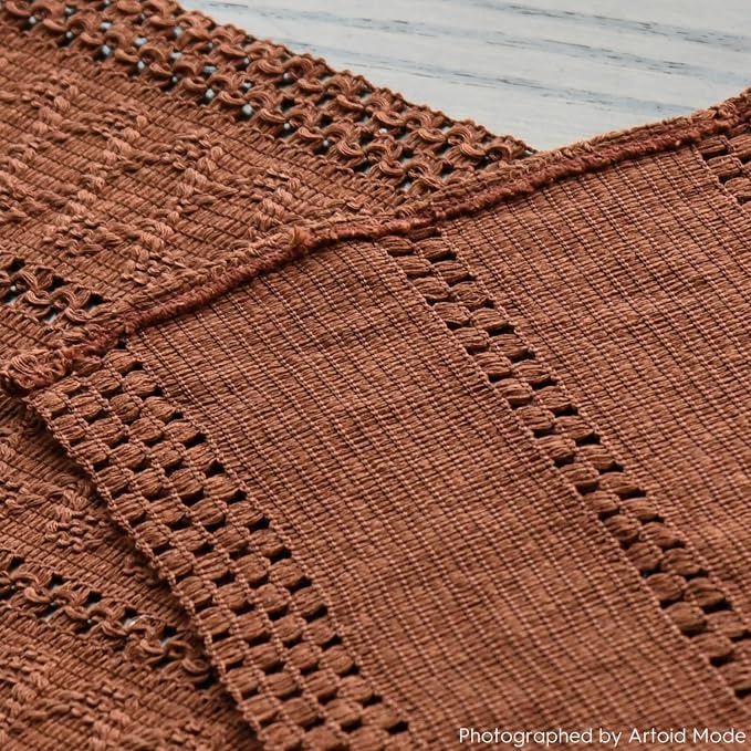 Artoid Mode Caramel Farmhouse Woven Rustic Hollow Table Runner, Seasonal Holiday Hollow Kitchen Dining Table Decoration for Home Party Decor 12x48 Inch
