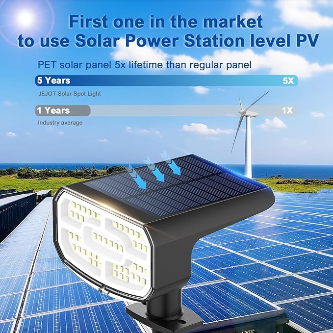 Solar Lights Outdoor Waterproof IP65,Auto On/Off, 2700K 2 Lighting Modes, Super Bright LED, Solar Powered Yard Garden Solar Spot Lights for Outside Landscape,4 Pack