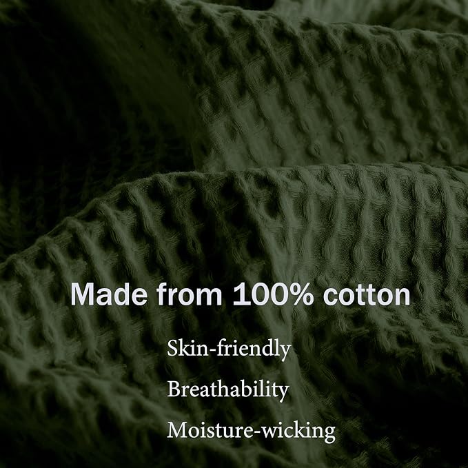 100% Egyptian Cotton Waffle Weave Throw Blanket for Bed Couch Sofa Home Decor, Soft Lightweight Bed & Couch Blanket for All Seasons (Olive Green - Throw Size - 50 * 60")