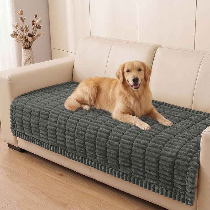 Smiry Couch Cover for Dogs, Non Slip Washable Sofa Protector for Pets, Soft Furniture Cover for Pet, Stylish Sofa Covers, Cozy Protect Against Fur, Dirt & Everyday Messes (Dark Grey, 43" x 82.7")
