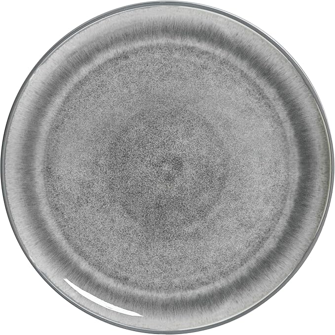 Sango Asher 12-Piece Stoneware Dinnerware Set for 4, Grey Ceramic Plates and Bowls Sets, Modern Dish Set with Reactive Glaze, Durable Kitchen Dishes for Casual Dining, Microwave & Dishwasher Safe