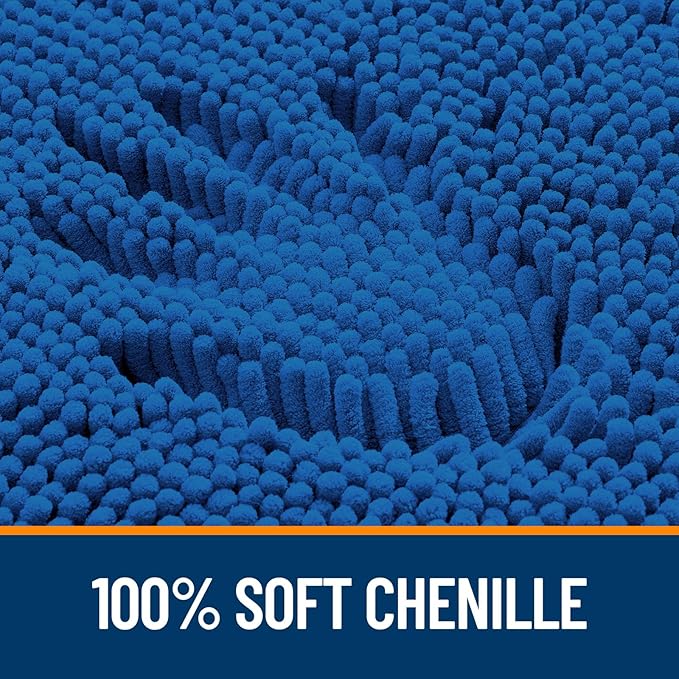 OLANLY Large Bathroom Rugs 70x46, Soft Absorbent Chenille Bath Rugs, Rubber Backing Quick Dry, Machine Washable Bath Mats for Bathroom Floor, Tub and Shower, Home Decor Accessories, Deep Navy Blue