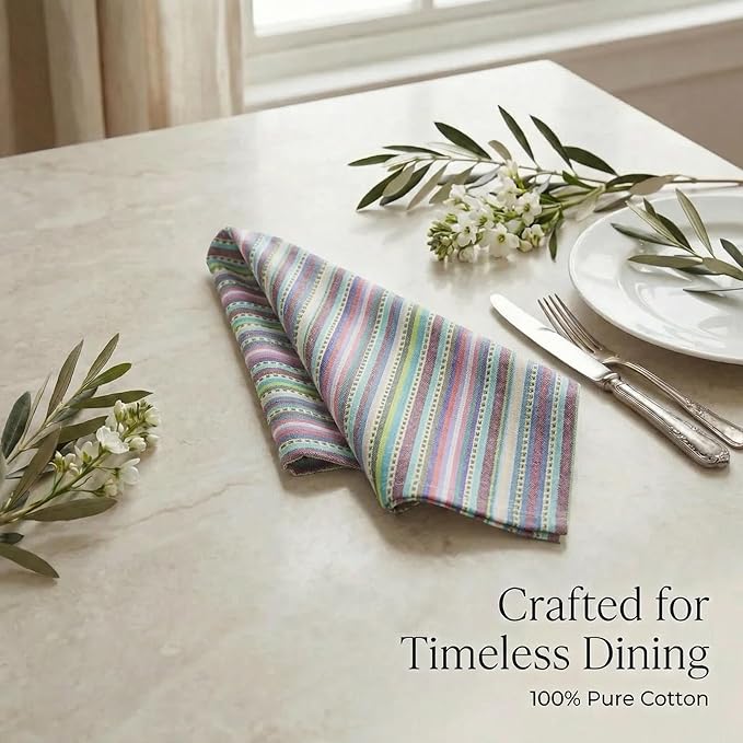 Urban Villa Cloth Napkins 100% Cotton Highly Absorbent Washable Durable Reusable Premium Dinner Napkins Ideal for Gifts for Mothers Day Hotel Farmhouse Parties - Multi Blue (20" x 20", Set of 12)