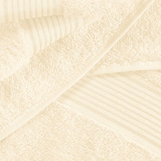 Elvana Home Ultra Soft 6 Pack Cotton Towel Set, Contains 2 Bath Towels 28x55 inch, 2 Hand Towels 16x24 inch & 2 Wash Coths 12x12 inch, Ideal for Everyday use, Compact & Lightweight - Ivory