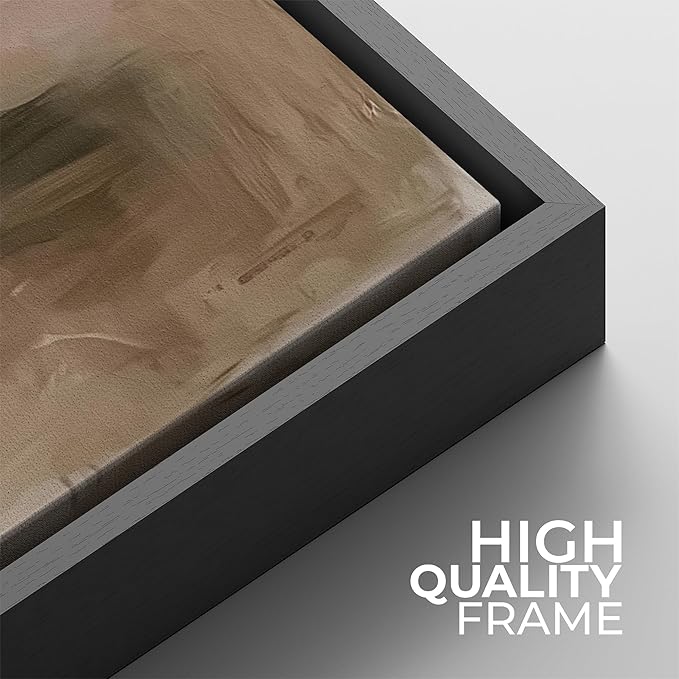 SIGNFORD Framed Canvas Print Wall Art Set Abstract Earthy Tones Soft Blush Illustrations Modern Art Minimal Relax/Calm for Living Room, Bedroom, Office - 24"x24"x2 Black