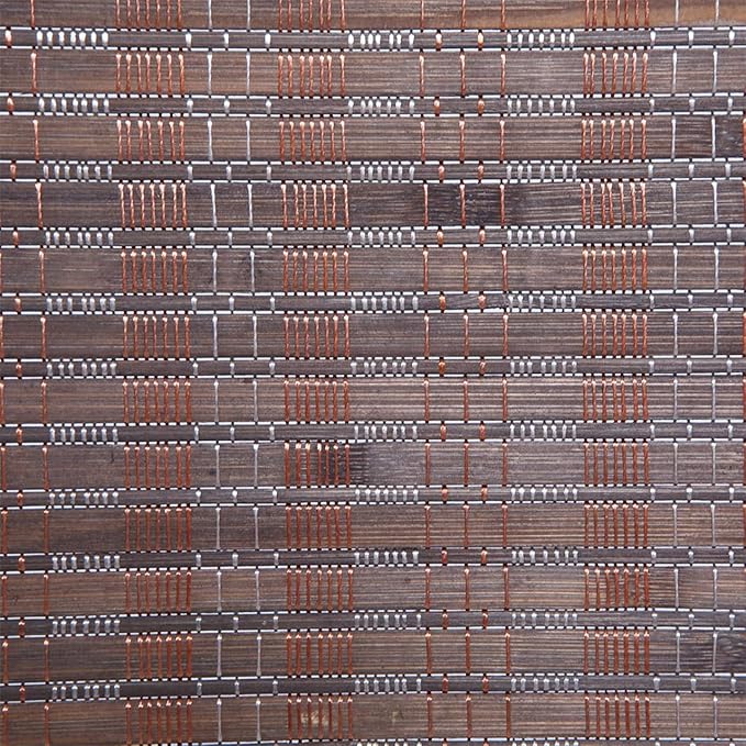 Legacy Decor 6 Panel Room Divider Brown Color Wood and Bamboo Weave