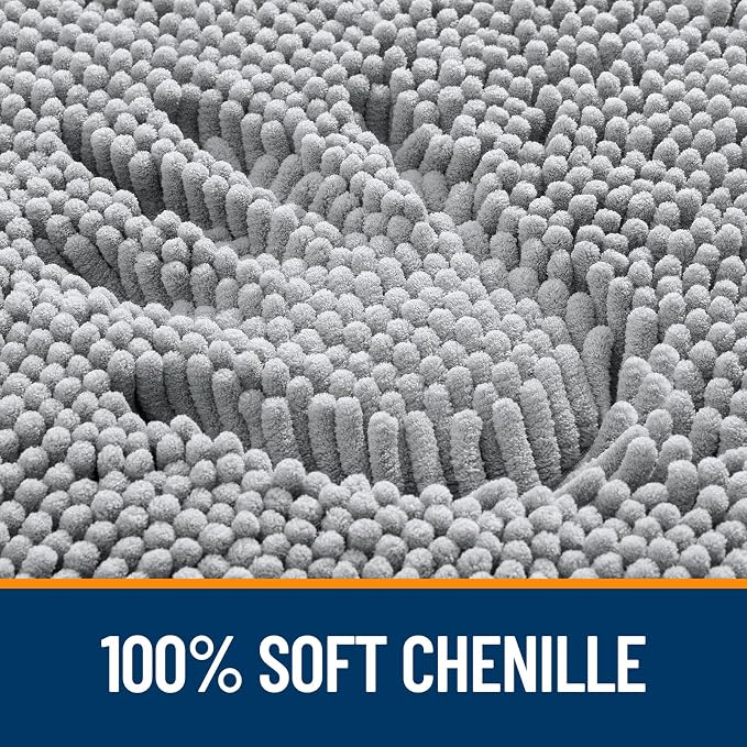 OLANLY Toilet Rugs U-Shaped 24x20, Extra Soft Absorbent Chenille Contour Bathroom Rugs for Toilet, Dry Quickly, Machine Washable, Non-Slip Bath Mat, Light Grey