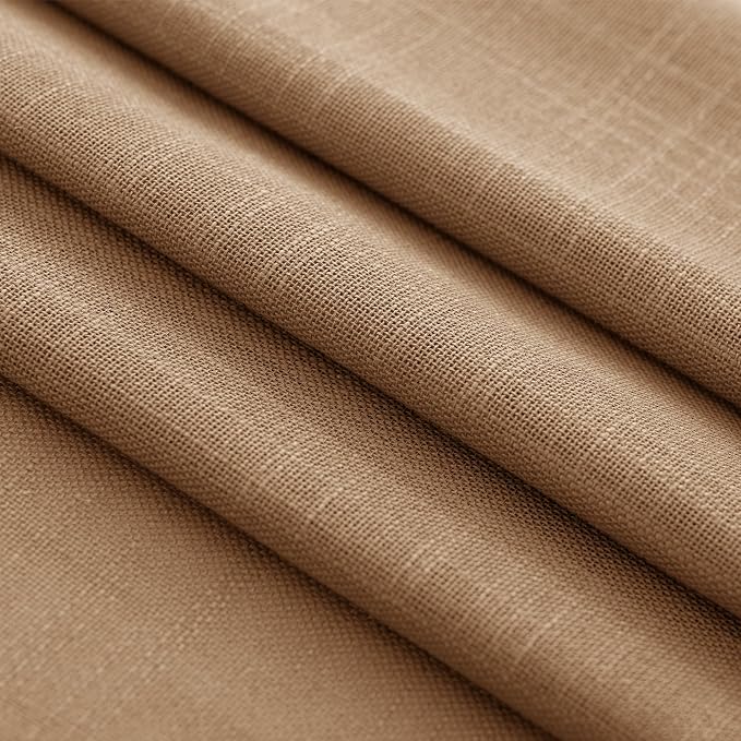 Brown Curtains for Living Room Back Tab Modern Farmhouse Semi Sheer Curtains 144 inches Long 2 Panels Set Muted Neutral Window Curtain for Dining Room Bedroom 52x144