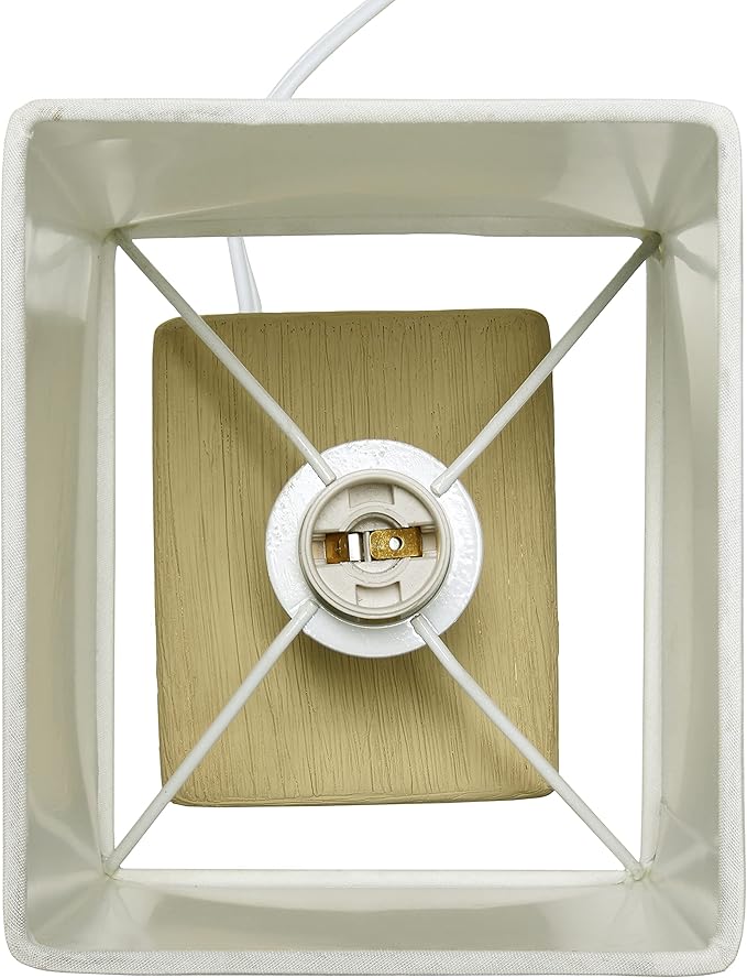 Simple Designs LT2072-BGE Petite Faux Stone Table Lamp with Fabric Shade, Beige with White Shade