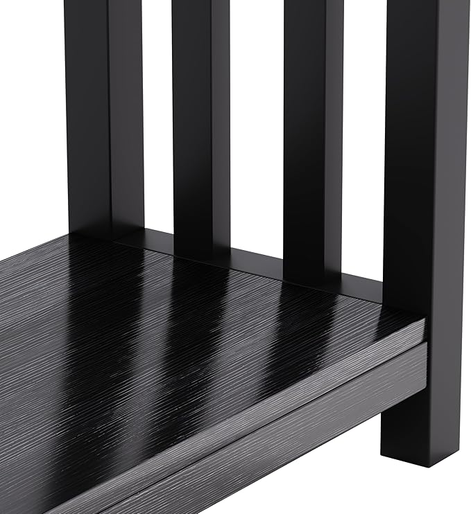 ChooChoo Mission Coffee Table, Black Wood Living Room Table with Shelf, 47 inch