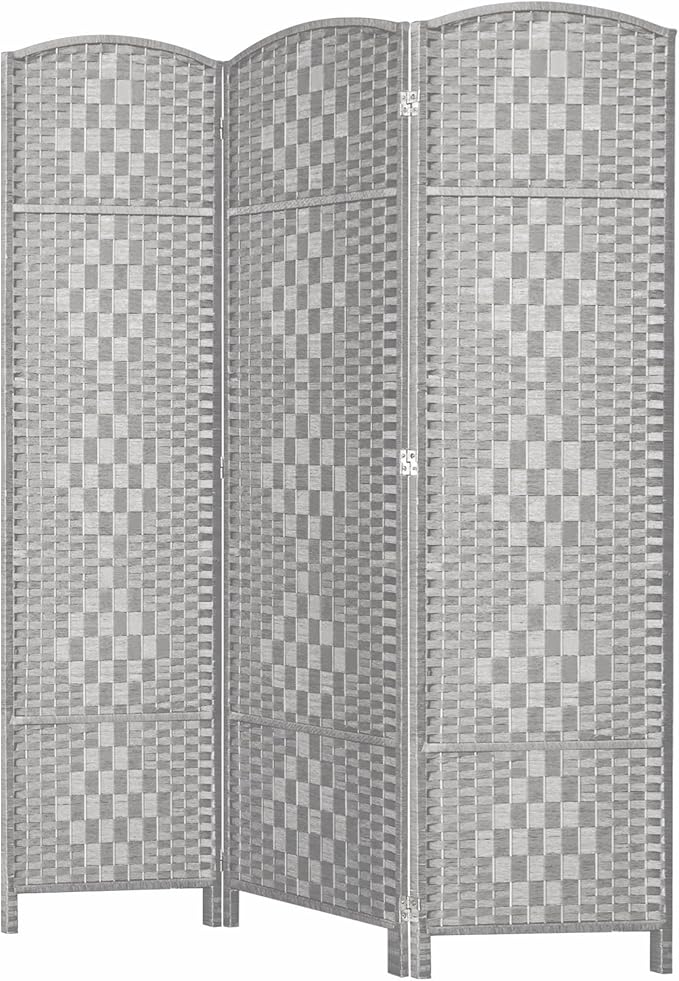HALLYBEE Room Divider, Room Dividers and Folding Privacy Screens, 16in Privacy Screen, 3 Panel Temporary Wall Partitions, 6ft Space Separation Panel Screen, Stone Grey