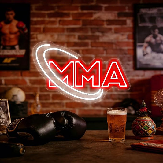 MMA Neon Sign, Wrestling Neon Sign, UFC Mixed Martial Arts Led Light For Gaming Bedrooms, Match Parties, Sports Fan Gifts, Wrestling Gifts, Boxing Club, Gym Decor and Man Cave-17.7"x11.2"
