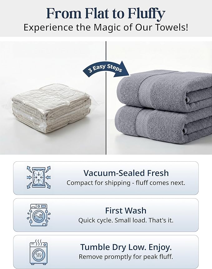 LANE LINEN 100% Cotton Towels Set for Bathroom - 6 Piece Family Pack - Soft, Absorbent & Quick Dry - 2 Bath, 2 Washcloths, 2 Hand Towels - OEKO TEX Certified, Machine Washable & Durable - Cool Grey