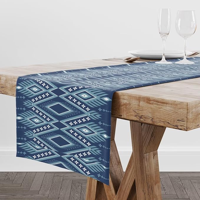 Aztec Southwest Table Runner,Ethnic Style Design Geometric Table Runners Table Setting Decor for Garden Farmhouse Wedding Party Holiday Dinner Home Kitchen Dining Table 13x108 Inch