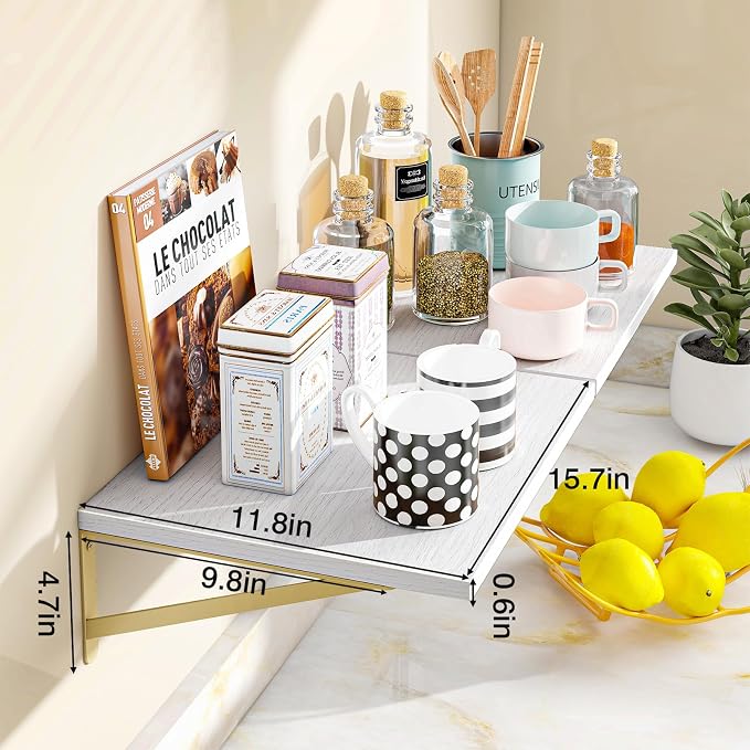 Fixwal Floating Shelves for Wall, 12 Inch Deep White Shelves for Bedroom, Large Wall Shelf for Living Room, Kitchen, Bathroom, Laundry Room and Decor Storage (Set of 2)