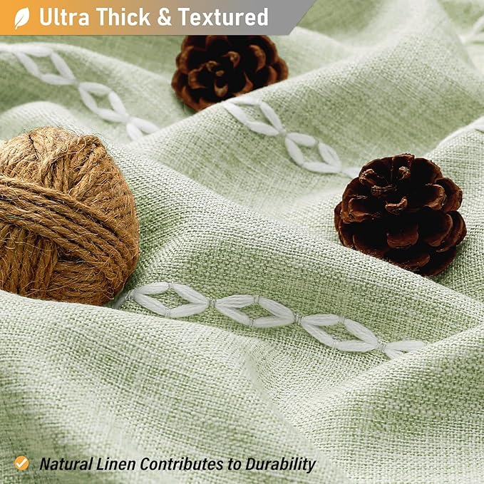 BTTN Boho Farmhouse Shower Curtain - Linen Rustic Heavy Duty Striped Fabric Shower Curtain Set, Bohemian Vintage Country Cloth Shower Curtains for Bathroom, Sage Green, 72" W x 78" L (Pack of 1)