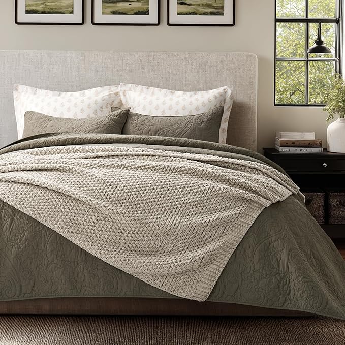 EVERGRACEHOME Chunky Chenille Knit Throw Blanket for Couch, Soft Luxurious Moss Stitch Blankets for Bed, Cozy Decorative Farmhouse Knitted Throws for Sofa, Warm Gray, 50" x 60"