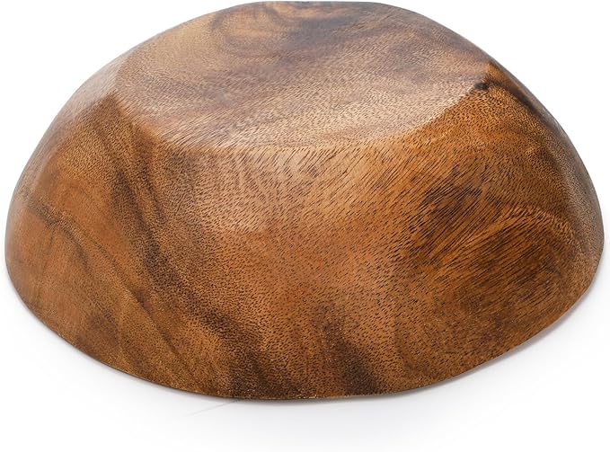 ZENFUN Wooden Decorative Bowl, Wood Round Serving Bowl, Walnut Tray Dish Kitchen Dining for Fruits, 9.4" Diameter x 2.5" Height, Seamless