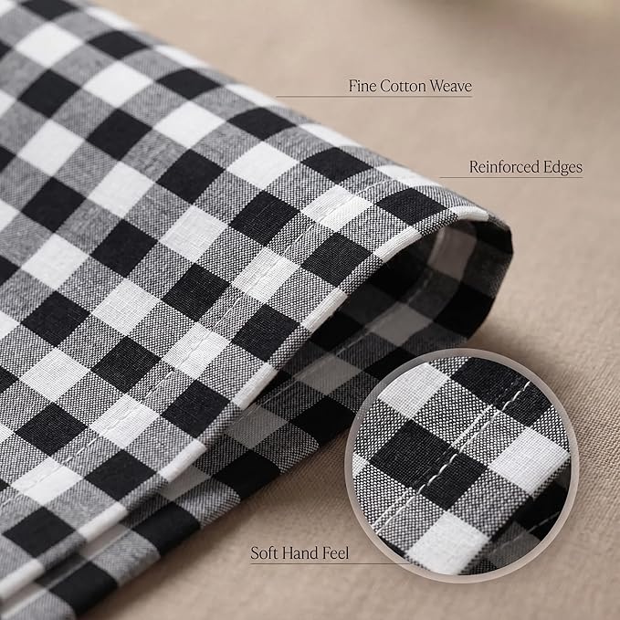 Urban Villa Cloth Napkins 100% Cotton Highly Absorbent Washable Durable Reusable Premium Dinner Napkins Ideal for Gifts for Mothers Day Hotel Farmhouse Parties - Black/White (20" x 20", Set of 12)