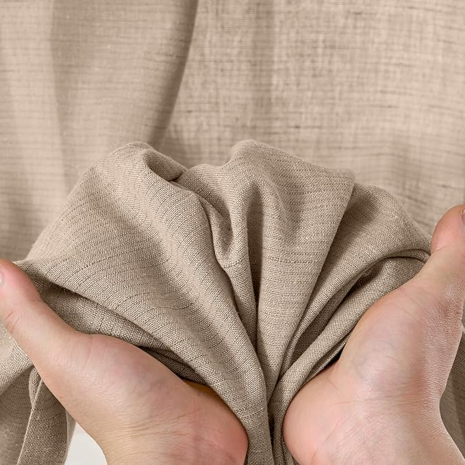 jinchan Short Linen Curtains Curtains 54 Inch Long for Bedroom Small Window Curtains for Kitchen Bathroom Taupe Farmhouse Drapes Light Filtering Rustic Grommet Drapes Tan 2 Panels Each 50 Inch Wide