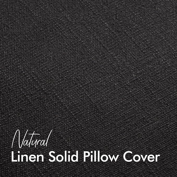 20x20 Inch Set of 2 Decorative Linen Solid Throw Pillow Covers Boho Accent Farmhouse Couch Pillowcases Modern Netural Home Decor for Couch Sofa Living Room Bed,Black