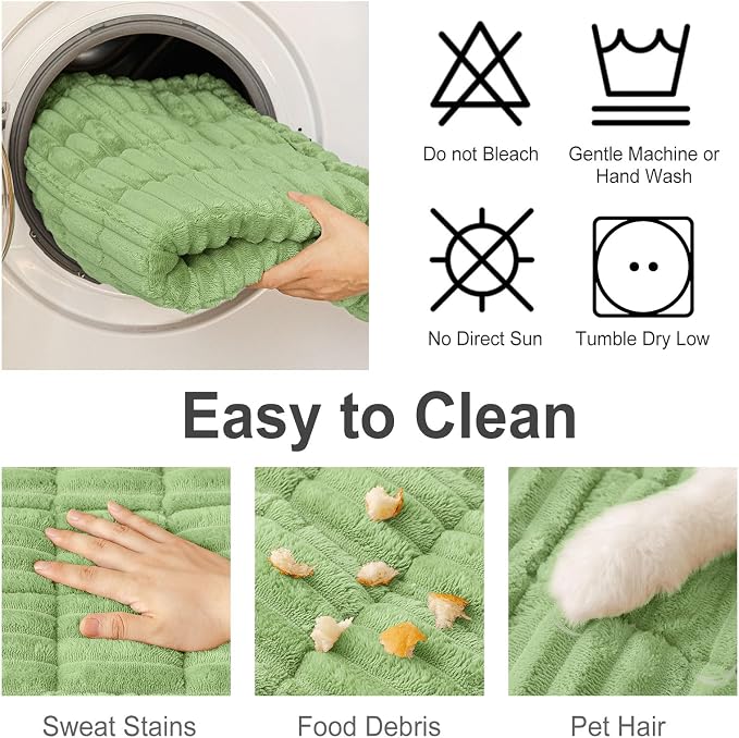 hyha Couch Cover for Dogs Washable, Non Slip Thick Flannel Sofa Protector, Pet Friendly Plush Furniture Cover for Sectional Sofa & Loveseat (Grass Green, 35.4" x 82.7")