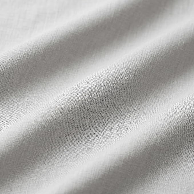 Solino Home Linen Tablecloth 52 x 52 Inch - 100% Pure Linen Silver Cloud Square Tablecloth - Fete, Machine Washable Table Throw