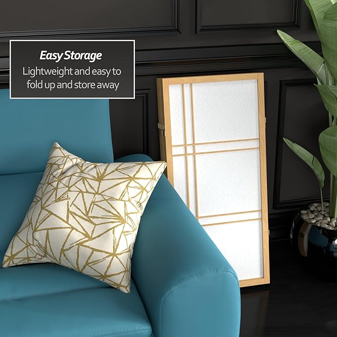 3 ft. Short Double Cross Shoji Screen - Natural - 5 Panels