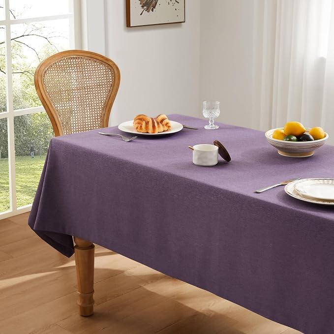 ZeeMart Basic Linen Textured Table Cloth, 60 x 60 Inch Purple, Farmhouse Style Purple Square Tablecloth, Wrinkle Resistant Washable Heavy Weight TableCloths